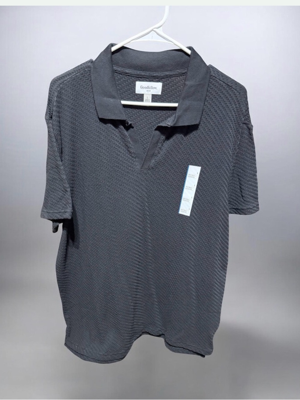 Goodfellow & Co Men's Black Textured Short-Sleeve Polo